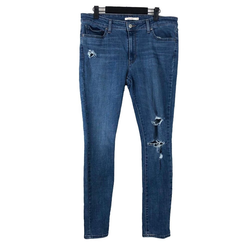 Levi's 711 Skinny Medium Wash Distressed Stretch Ankle Jeans 32